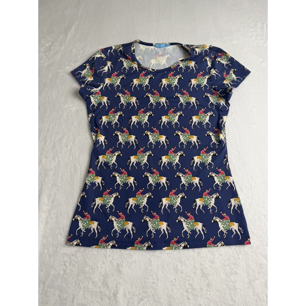 j mclaughlin Women's Shirt White Green Blue Pink Equestrian Sz XS